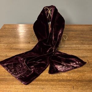 Anne Klein Rich Burgundy Velvet Print Scarf Elegant Soft Holiday